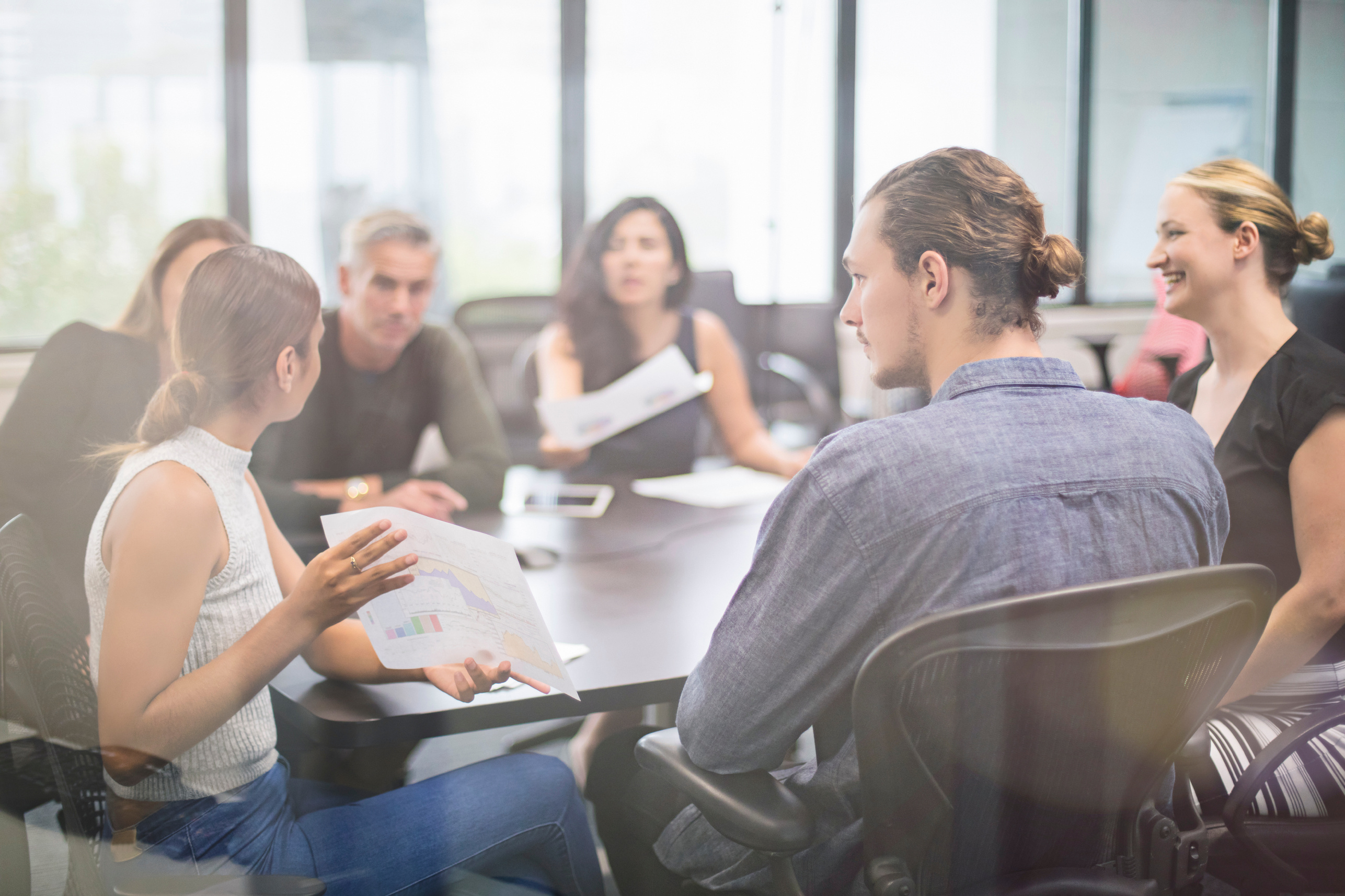 Aboriginal businesswoman talking on a meeting